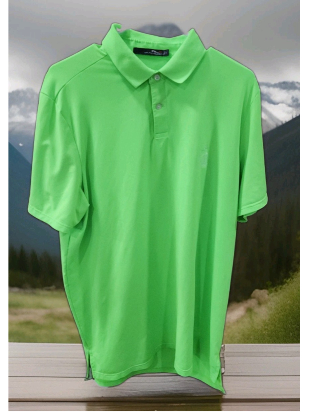 RLX Ralph Lauren Polo Shirt Mens Large Olympia Fileds Country Club Emblem Flaw